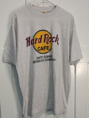 Vintage 1990 Hard Rock Cafe Santo Domingo Light Gray Tee XXL